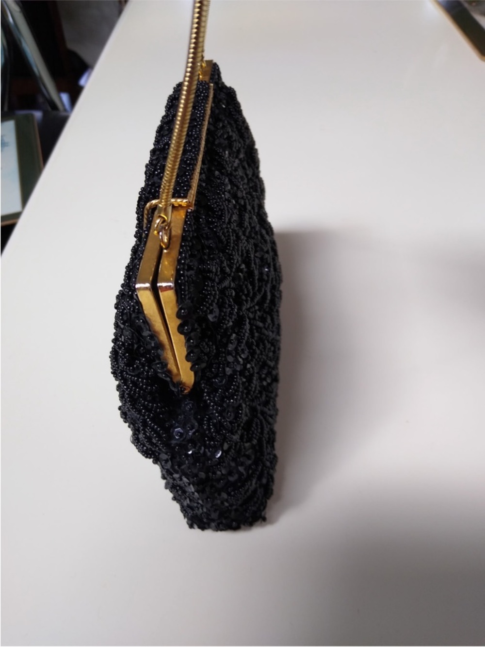Purse. Vintage Hollywood Beaded 1940’s evening bag. Dark black. Great condition. - Picture 5 of 10